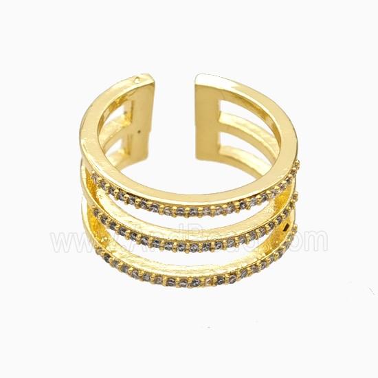 Copper Ring Pave Zircon, Gold Plated