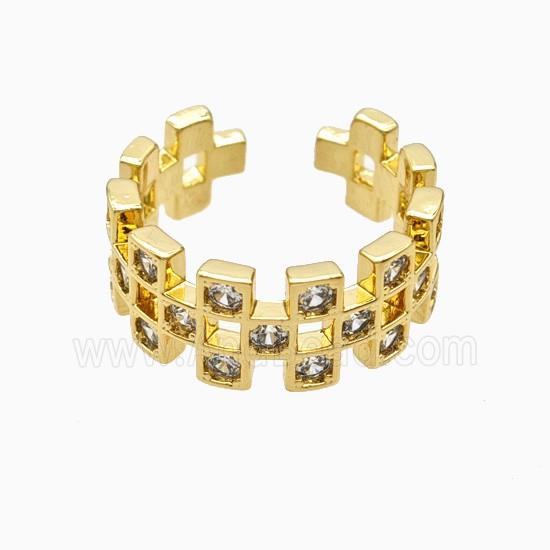 Copper Ring Pave Zircon, Gold Plated