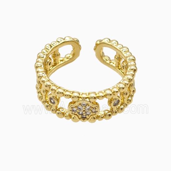 Copper Ring Pave Zircon, Gold Plated