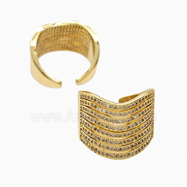 Copper Ring Pave Zircon, Gold Plated