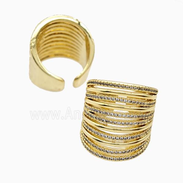Copper Ring Pave Zircon, Gold Plated