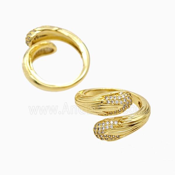 Copper Ring Pave Zircon, Gold Plated