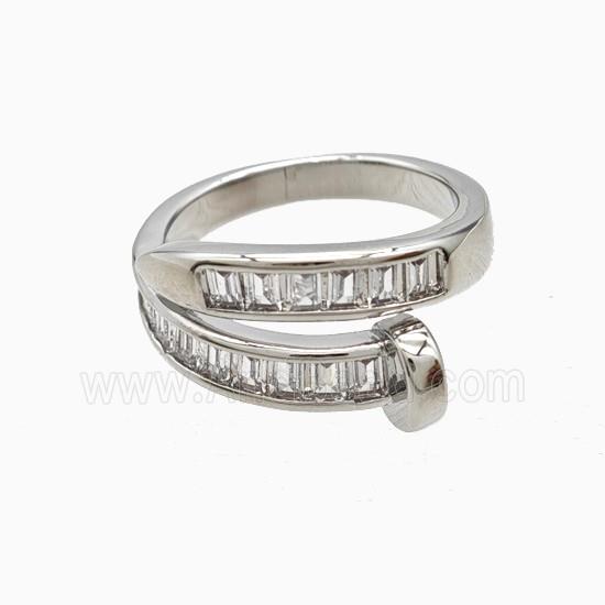 Copper Rings Pave Zirconia Platinum Plated
