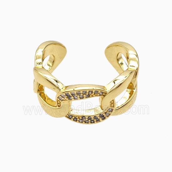 Copper Ring Pave Zircon, Gold Plated