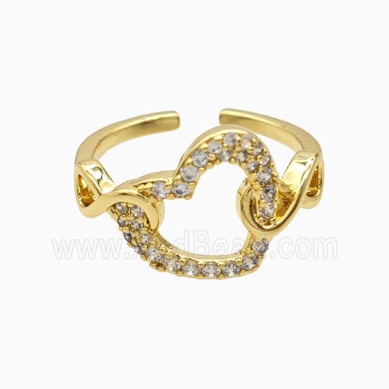 Copper Ring Pave Zircon, Gold Plated