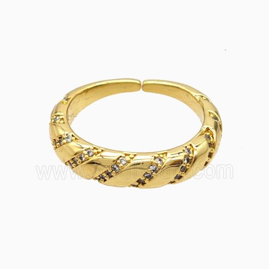 Copper Ring Pave Zircon, Gold Plated