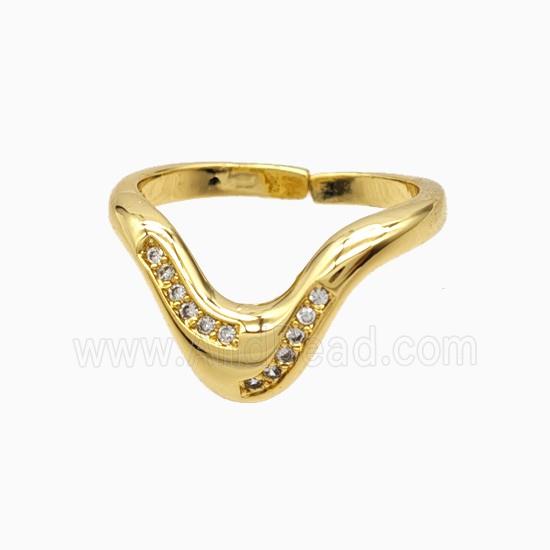 Copper Ring Pave Zircon, Gold Plated