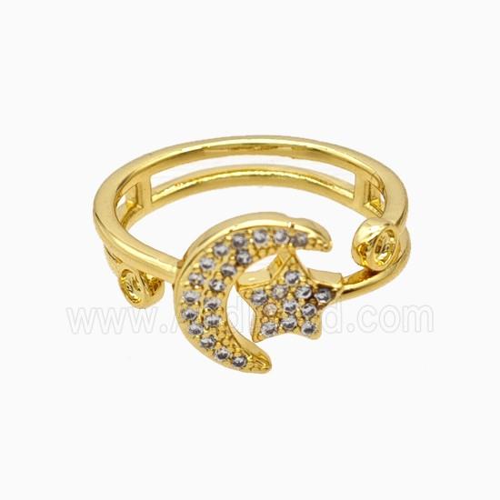 Copper Ring Pave Zircon, Gold Plated