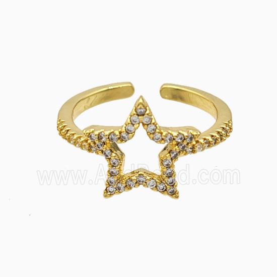 Copper Ring Pave Zircon, Gold Plated