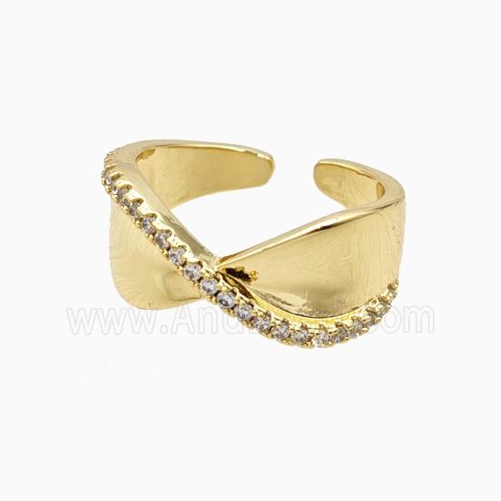 Copper Ring Pave Zircon, Gold Plated