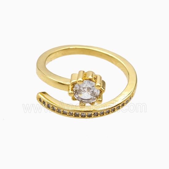 Copper Ring Pave Zircon, Gold Plated