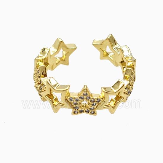 Copper Ring Pave Zircon, Gold Plated