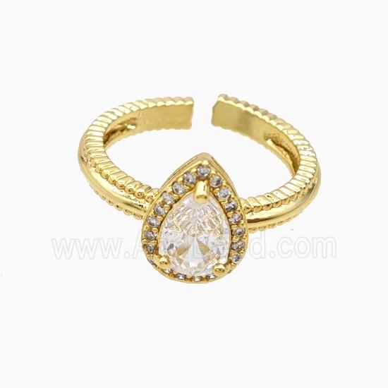 Copper Ring Pave Zircon, Gold Plated