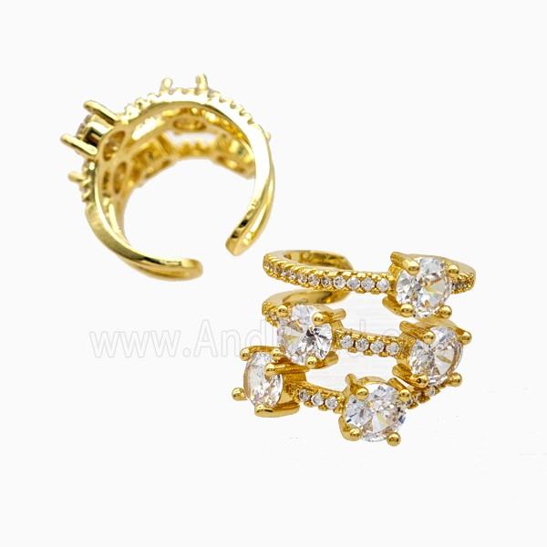 Copper Ring Pave Zircon, Gold Plated