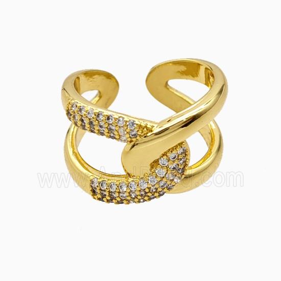 Copper Ring Pave Zircon, Gold Plated