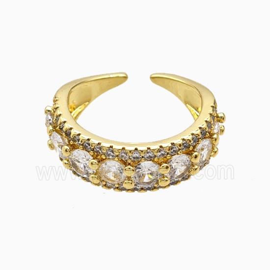 Copper Ring Pave Zircon, Gold Plated