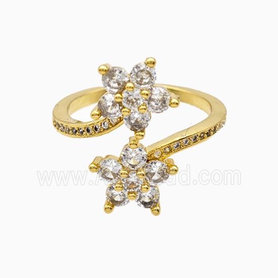 Copper Ring Pave Zircon, Gold Plated