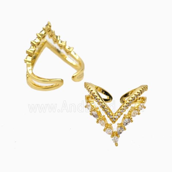 Copper Ring Pave Zircon, Gold Plated