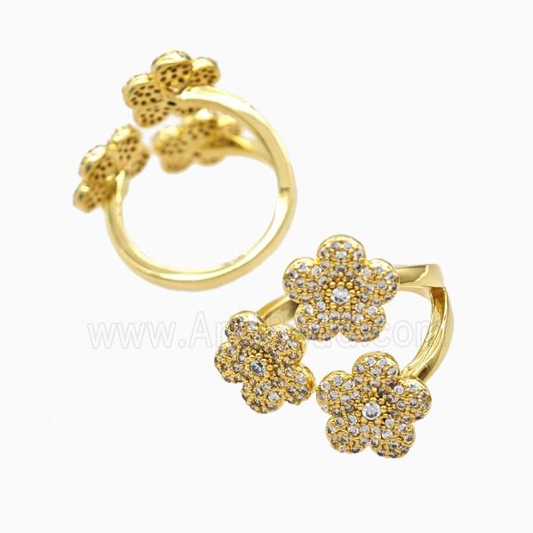 Copper Ring Pave Zircon, Gold Plated