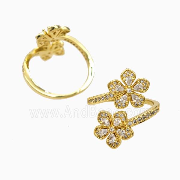 Copper Ring Pave Zircon, Gold Plated