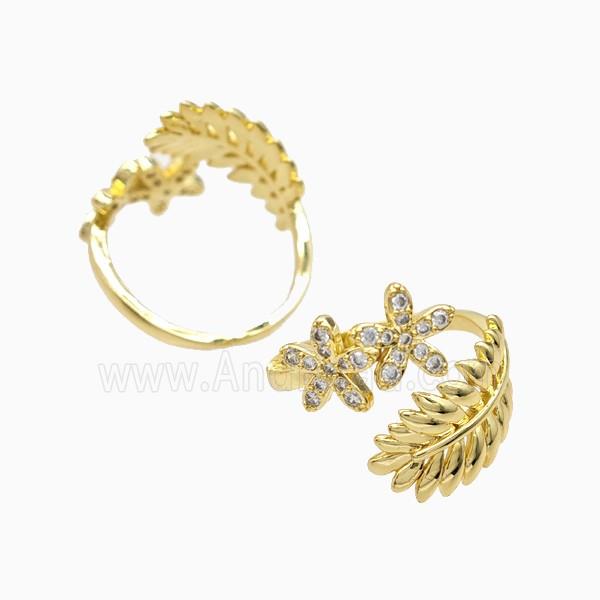 Copper Ring Pave Zircon, Gold Plated