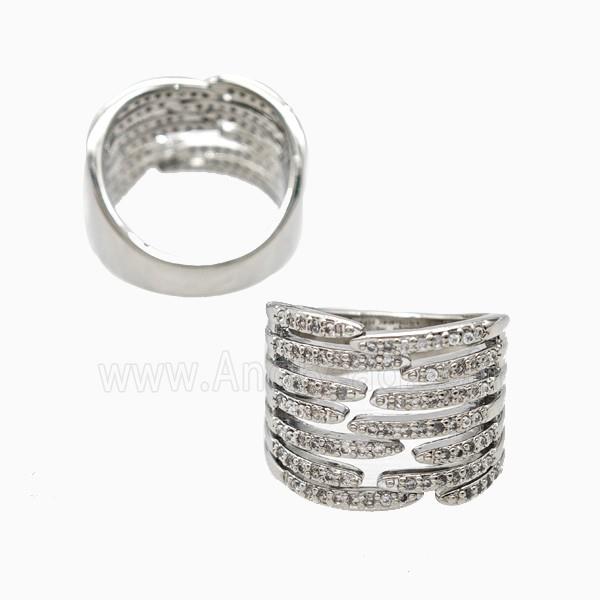Copper Rings Pave Zirconia Platinum Plated