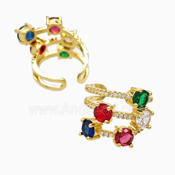 Copper Rings Pave Zirconia 18K Gold Plated