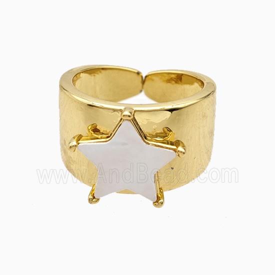 Copper Star Rings Pave Shell 18K Gold Plated