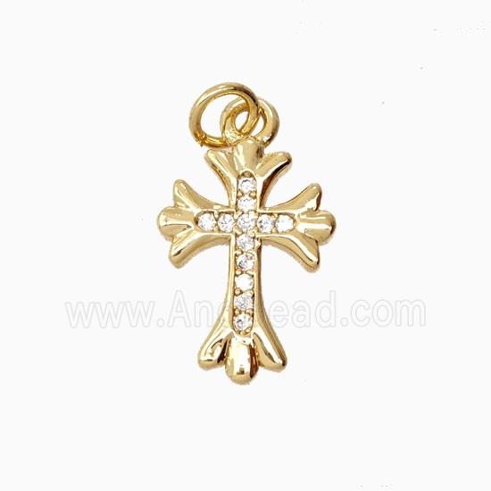 Copper Cross Pendant Pave Zirconia 18K Gold Plated