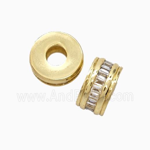 Copper Heishi Beads Pave Zirconia 18K Gold Plated