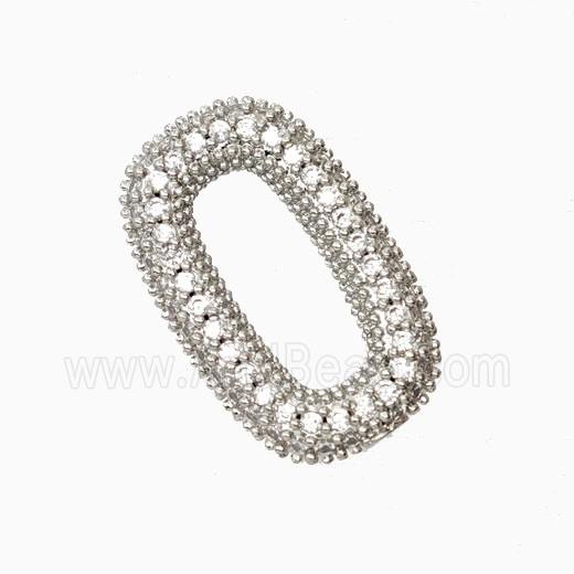 Copper Oval Connector Pave Zirconia Platinum Plated