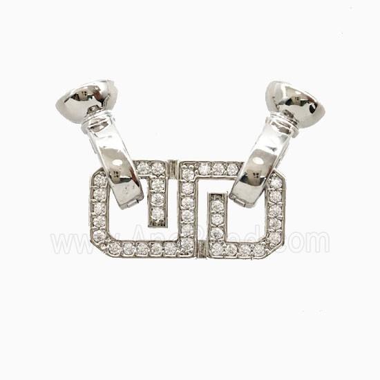 Copper Connector Clasp Pave Zirconia Platinum Plated