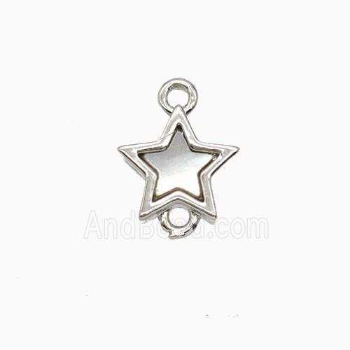 Copper Star Connector Pave Shell Platinum Plated
