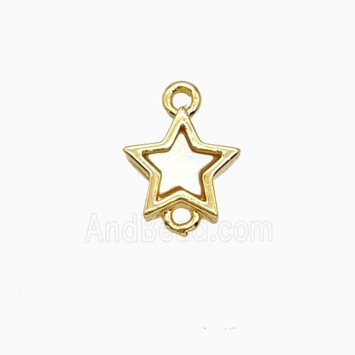 Copper Star Connector Pave Shell 18K Gold Plated