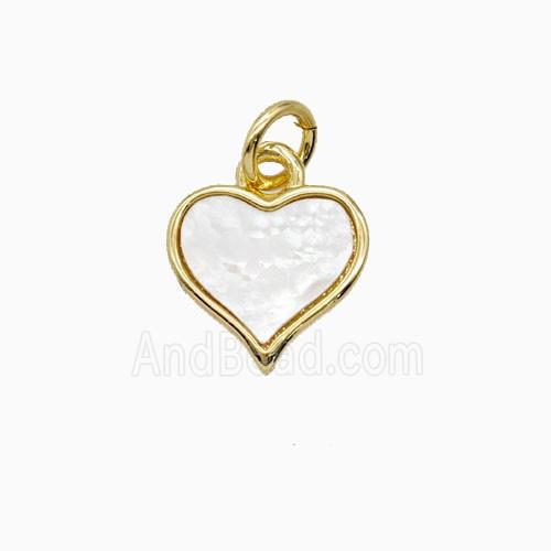 Copper Heart Pendant Pave Shell 18K Gold Plated