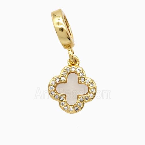 Copper Clover Pendant Pave Zirconia Shell 18K Gold Plated