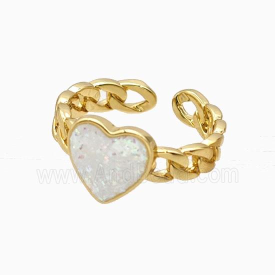 Copper Heart Rings Pave Fireopal 18K Gold Plated