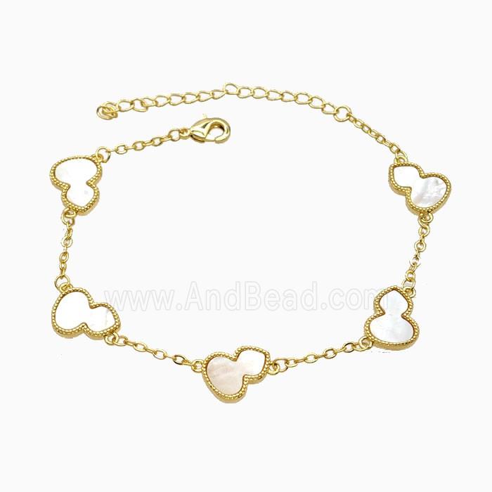 Copper Gourd Bracelet Pave Shell 18K Gold Plated