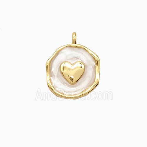 Copper Heart Pendant White Enamel 18K Gold Plated