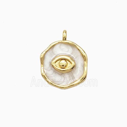 Copper Eye Pendant White Enamel 18K Gold Plated