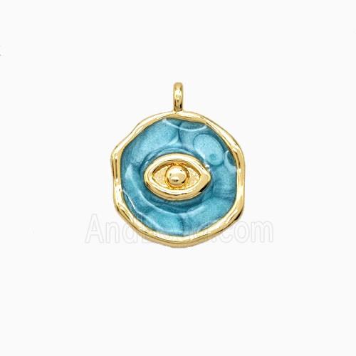 Copper Eye Pendant Green Enamel 18K Gold Plated