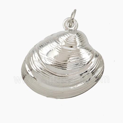 Copper Scallop Shell Pendant Platinum Plated