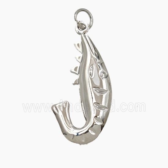 Copper Crayfish Pendant Shrimp Platinum Plated