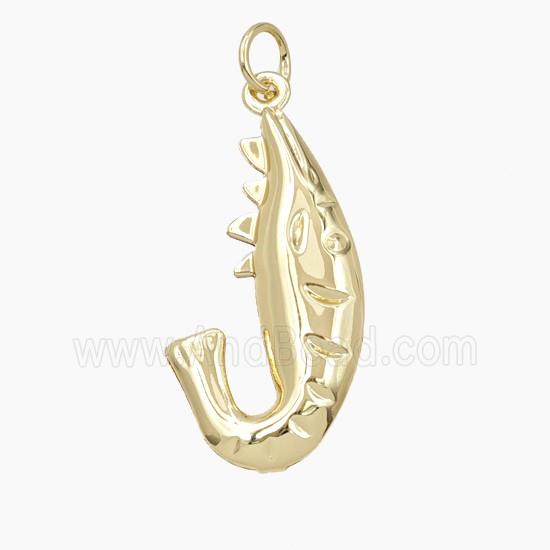 Copper Crayfish Pendant Shrimp Gold Plated