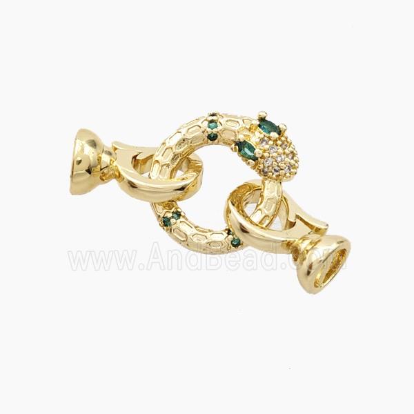 Copper Snake Clasp Pave Zirconia Gold Plated