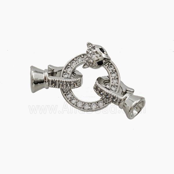 Copper Fox Clasp Pave Zirconia Platinum Plated