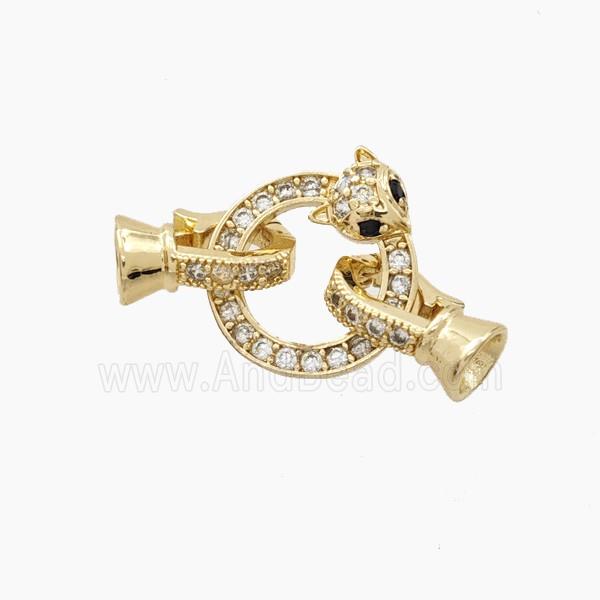 Copper Fox Clasp Pave Zirconia Gold Plated