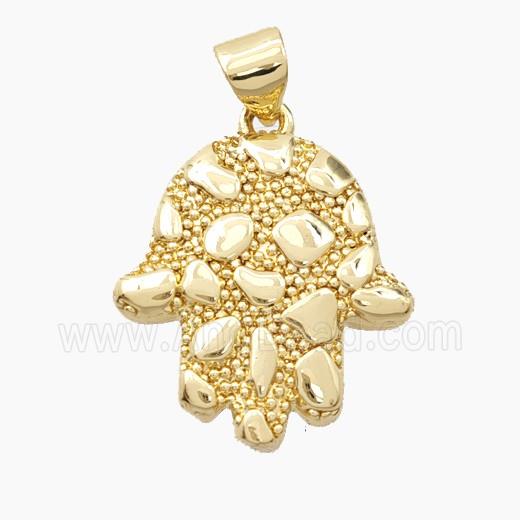 Bohemia Style Copper Hamsahand Pendant Gold Plated