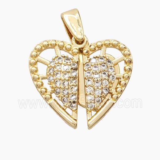 Copper Heart Pendant Pave Zirconia Gold Plated