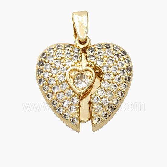Copper Heart Pendant Pave Zirconia Gold Plated